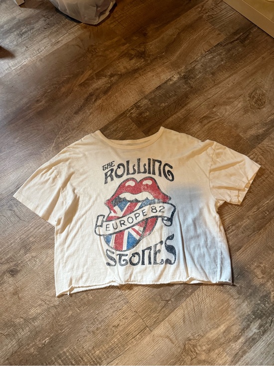 the Rolling Stones Tops - the Rolling Stones Vintage White Kids Tee with Red & Blue Tongue Graphic